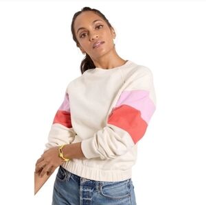 Evereve Ava Colorblock Sweatshirt in Cream Red, Pink